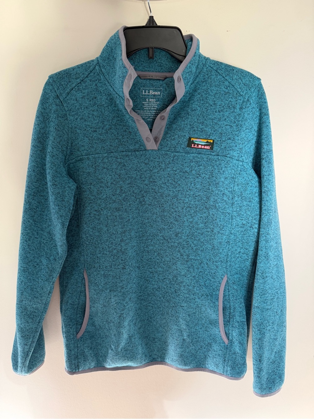 L.L.Bean Women’s Small Teal Sweater Fleece Snap Neck Pullover Outdoor
